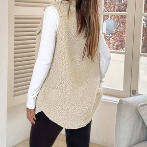 Chaleco de lana con cuello para otoño e invierno, chaleco sin mangas holgado para mujer, a la moda - Product Image 6