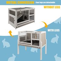 Cage Moderne en Bois pour Cochon d'Inde et Lapin avec Conception Verrouillable, Assemblage Facile, Plateau Amovible - Habitat pour Petits Animaux Emballé