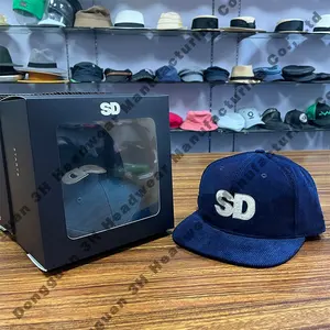 Matching Customization Transparency Snapback Caps Paper Box Custom Embroidery Logo Corduroy Snapback Hats