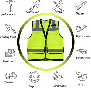 <span class=keywords><strong>Gilet</strong></span> de sécurité réfléchissant personnalisé ODM en maille <span class=keywords><strong>jaune</strong></span> fluorescente de classe 2 ANSI pour le cyclisme nocturne et les activités extérieures - Product Image 6
