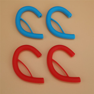 Sports Silicone Ear Hooks For 2.5mm-4.0mm Flat Cable Headphones With Red Wire And Clear Black White Options - Product Image 2