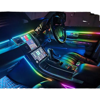 Barre lumineuse LED RGB pour voiture de 110 cm, bandes lumineuses d'ambiance, symphonie lumineuse, décoration intérieure de voiture avec fonction de synchronisation musicale 12V