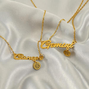 Collier pendentif en acier inoxydable personnalisé avec nom et signe du zodiaque, certifié CE, de haute qualité, pour les fêtes - Product Image 2