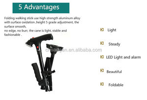 Bâtons télescopiques pliables pour personnes âgées, 2 pièces, <span class=keywords><strong>bâton</strong></span> <span class=keywords><strong>de</strong></span> <span class=keywords><strong>marche</strong></span> <span class=keywords><strong>de</strong></span> canne avec alarme à lampe, en alliage d'aluminium - Product Image 4