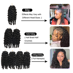 Extensioni per capelli umani ricci birmani all'uncinetto con nodi invisibili, effetto piuma, in bundle - Product Image 5