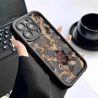 Coque de téléphone portable antichoc en TPU avec motif floral brodé et protection d'objectif en forme d'échelle pour iPhone 12 13 14 15 16 17 18 Pro Max