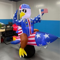 Décoration Gonflable Transfrontalière pour la Fête de l'Indépendance : Aigle de 6 Pieds de Haut Chevauchant une Fusée, Ornement de Jardin Gonflable Créatif
