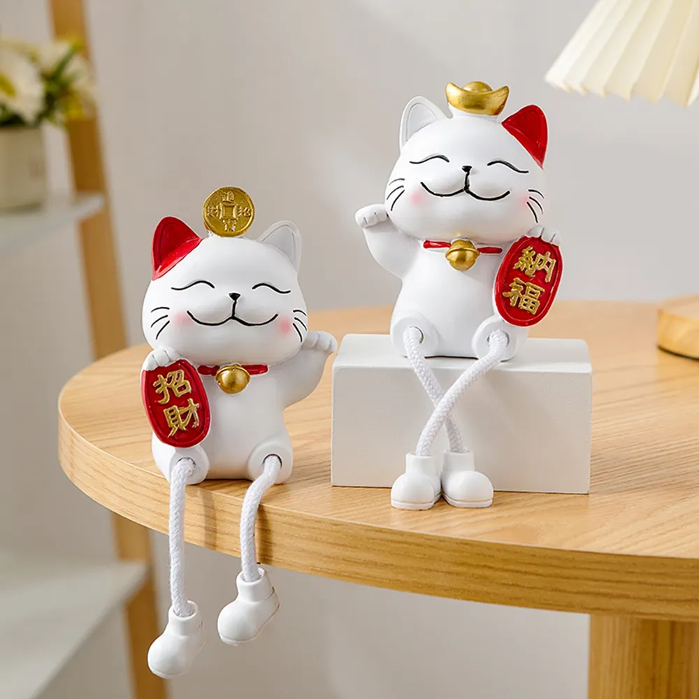 Yenilik ve yaratıcı ev dekorasyon minyatür reçine şanslı kedi asılı ayak süsler
