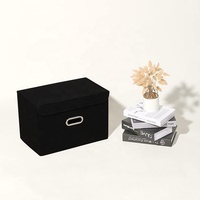 Panier de rangement pliable, en tissu de lin de haute qualité, avec couvercle
