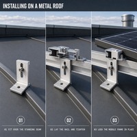 Kit Rel Pemasangan Panel Surya 55x28mm Rel Pendek dengan Kaki L untuk Pemasangan Atap Logam