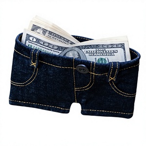 Boshiho Mini Vintage Denim <b>Wallet</b> Portable <b>Money</b> Clip Foldable With Rfid Blocking & Multi-function <b>Money</b> Clip - Product Image 1