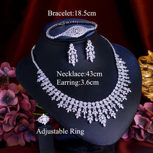 Conjunto de Joyería de Bisutería para Fiesta de Bodas, Estilo Árabe, con Circonitas Cúbicas en Forma de Borla, Color Oro Blanco, para Novia, Dubái - Product Image 3