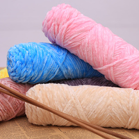 Écharpe tricotée artisanale DIY en chenille, boules de velours doré, fil épais Violent Bear, 100% polyester teint, anti-boulochage, crochet