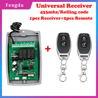 Télécommande universelle de garage 433 MHz, interrupteur 2 canaux 12-24 V CC, récepteur de télécommande à code d'apprentissage roulant
