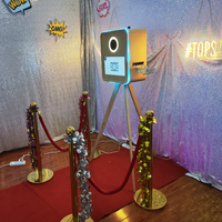 Mesin Kios Photobooth Kayu Portabel dengan Printer, Cangkang Photo Booth Sempurna untuk Kompatibilitas Kamera