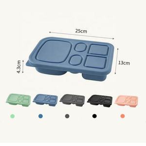 Household Food Grade Sealing Silicone <b>Lunch</b> <b>Bento</b> <b>Box</b> Silicone Food Storage Container 5 Compartment Fruit Snack <b>Bento</b> Spice <b>Box</b> - Product Image 6