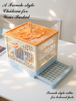 Cage à oiseaux rectangulaire portable en PP avec trou de ventilation, mangeoire et perchoir, plateau amovible facile à nettoyer, fournitures pour oiseaux de compagnie, vente en gros