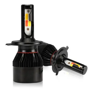 Lâmpada de farol led com lente projetora, 65w, 8000lm, s2, cob, s2, h1, h4, h7, h11,