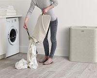 Panier à linge en tissu ionique 50L avec couvercle-robuste et résistant aux odeurs, pour la maison, la pépinière, le dortoir universitaire-lavable en machine