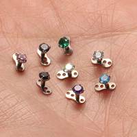 Ancre dermique microdermique en titane ASTM F136 G23 à filetage interne avec zircone cubique ronde à quatre griffes pour piercing
