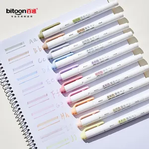 New Double Headed Design Soft Pastel Color Highlighter Multiple Colored Fluorescent Pen For Line Drawings