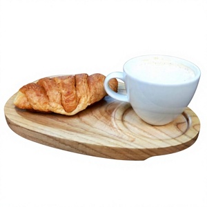 Plateau de service décoratif en bois fait main, écologique, porte-tasses, pour café, thé, collations, compatible lave-vaisselle et micro-ondes, non fini, pour la maison - Product Image 2