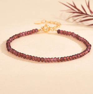 Pulsera curativa de piedras preciosas naturales, brazalete de cristal, Micro facetado, granate rojo - Product Image 1