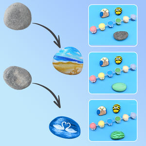 Set di Giocattoli per Disegno WAYEE, <span class=keywords><strong>Mini</strong></span> Kit di Pittura in Plastica, 6 Pietre Dipingibili, Occhi Mobili, Adesivi Gemma, Colori Acrilici, Pennelli, 6,5 Pollici - Product Image 6