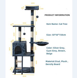 Romanzo giocattolo a cinque fasi con torre <span class=keywords><strong>per</strong></span> <span class=keywords><strong>gatti</strong></span> in Sisal ricoperto di graffio <span class=keywords><strong>colonna</strong></span> da arrampicata in fibra naturale economica gattino attività gatto albero - Product Image 3