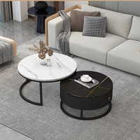 Ensemble de Table basse à cadre métallique doré, Set de Table ronde et bon marché, haut en verre moderne se conformant, Table basse