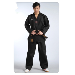 ชุดเทควันโดสั่งทำพิเศษลดราคา  สีขาว ดำ น้ำเงิน แดง  ผลิตจากผ้าผสมโพลีเอสเตอร์และคอตตอน  ตามมาตรฐาน <span class=keywords><strong>WTF</strong></span> - Product Image 4