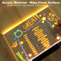 Tablette à messages LED en acrylique effaçable à sec, tableau de dessin lumineux RGB rechargeable pour enfants, Noël