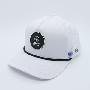 Custom 5 Panel Golf Hats With Laser Cut Holes High Quality Unisex Casual Wear Golf Hat With Rubber Logo Outdoors For Sports - Product Image 1