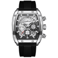 Jam Tangan Sport Quartz Pria Grosir Pabrik, Casing Barel, Kalender Skeleton, Stopwatch, Harga Murah