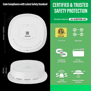 US Local Stock Factory Supplier Hardwired <strong>Smoke</strong> <strong>Detectors</strong> with 10 Year Battery - Product Image 2