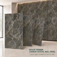 Panneau mural décoratif moderne MORLENX en bambou et charbon de bois, gris marbré avec veines dorées, pour salon, villa, réception, hôtel, intérieurs