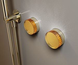 Ensemble de douche mural finition or - Double pommeau (fixe + à main) - Robinetterie de salle de bain de luxe - Product Image 3