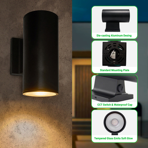 12 Wát đầu duy nhất lên xuống tường ánh sáng cảm biến chuyển động IP65 nhôm Tường Ngoài Trời đèn cho cổng & hành lang - Product Image 4