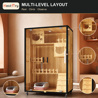 Vente en gros de villa pour chat moderne de luxe en bois massif, maisonnette d'intérieur pour animaux, cage, structure d'escalade, respirante, imperméable, chaude, plusieurs tailles