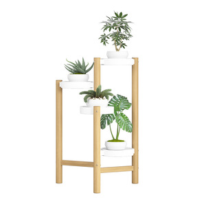 Soporte para plantas de varios niveles, color blanco, 3 macetas, independiente, para sala de estar, estilo nórdico, estante de almacenamiento para suculentas y plantas - Product Image 2
