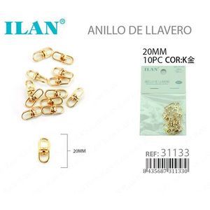 Portachiavi Iln 20 mm in oro K, confezione da 10 pezzi - Product Image 1