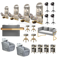 Ensemble Complet de Mobilier et Équipement de Salon de Coiffure et de Beauté Moderne en Acier Inoxydable