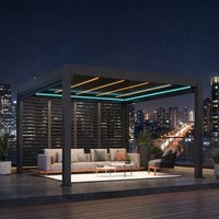 Pergola bioclimatique en aluminium avec toit à lames orientables électriques, revêtement poudré, écran imperméable, prête pour jardin, patio, balcon extérieur
