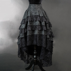 New Retro Rock Y2K Irregular Trailing Dress Falda de encaje de estilo gótico oscuro para mujer - Product Image 1