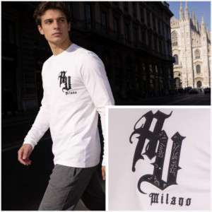 Camiseta de Manga Larga con Cuello Redondo para Hombre, con Parche de Bandana Deshilachado y Bordado, <span class=keywords><strong>Ropa</strong></span> Personalizada Premium - Product Image 2