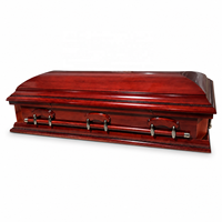 Ataúd de Estilo Americano de Lujo con Tapa Dividida de Madera, de Alta Calidad, Directo de Fábrica Qianrui, para Funerarias