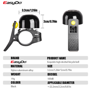 <span class=keywords><strong>Sonnette</strong></span> de guidon de <span class=keywords><strong>vélo</strong></span> de route EasyDo, légère, en alliage d'aluminium, antirouille, klaxon de <span class=keywords><strong>vélo</strong></span> - Product Image 5