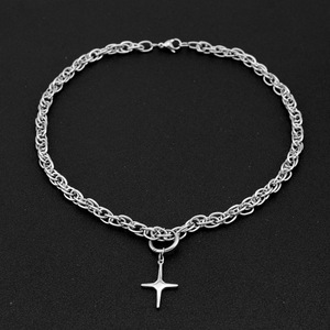 Hot Selling Simple Popular Design <b>Titanium</b> Steel Cross Pendant Necklace Hiphop Silver Plated Unisex's Necklace Trendy Jewelry - Product Image 3
