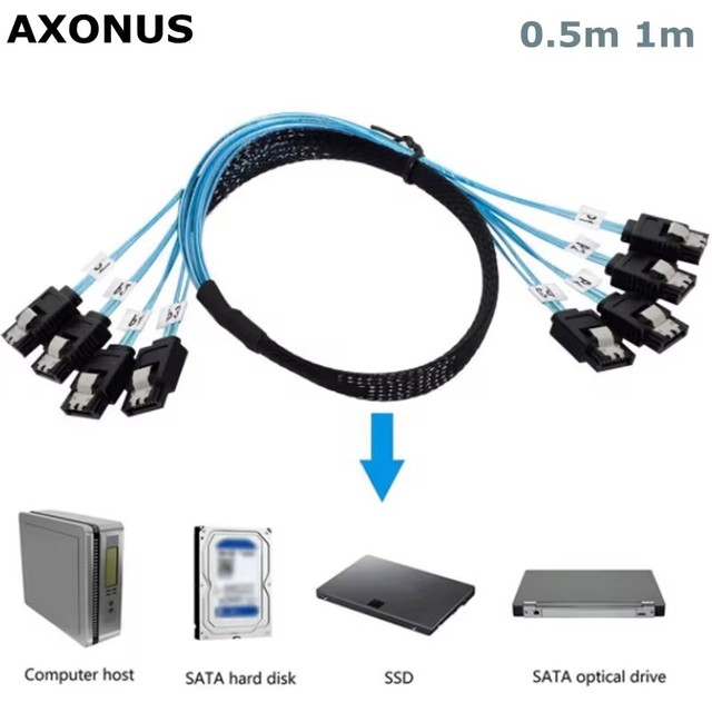 0.5M 1M SAS 3.0 4 SATA to 4 SATA SSD Solid State Drive Data Cable Computer Motherboard Connection Cable