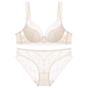 Sous-vêtements sexy français Pure Desire Thin Soft Steel Ring Lace Small Breast Size Exaggerating Bra Push up Holding Set - Product Image 2